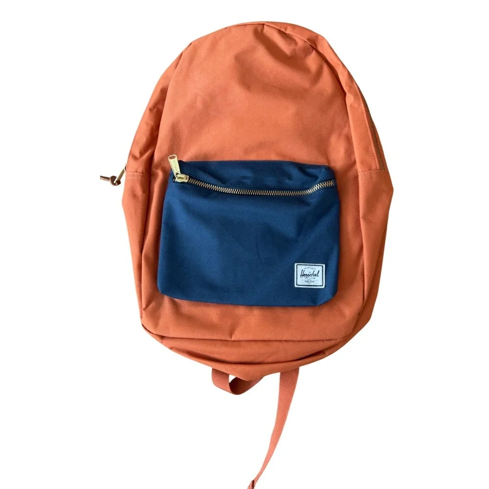 Herschel Supply Co. Orange & Navy Canvas Backpack‎ School Bag Bookbag Travel